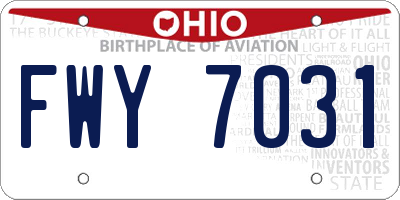 OH license plate FWY7031