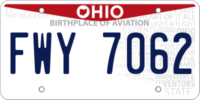 OH license plate FWY7062