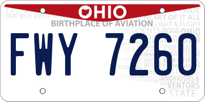 OH license plate FWY7260