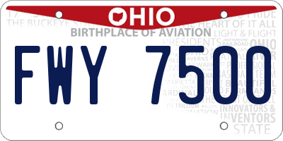 OH license plate FWY7500