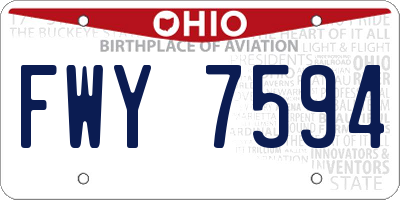 OH license plate FWY7594