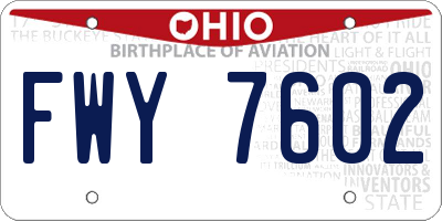 OH license plate FWY7602