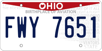 OH license plate FWY7651
