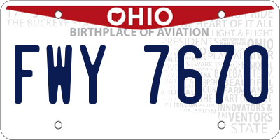 OH license plate FWY7670