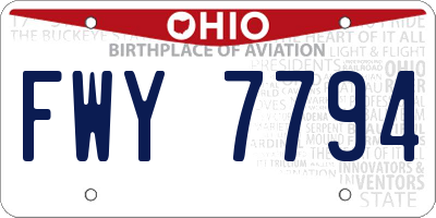 OH license plate FWY7794