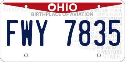 OH license plate FWY7835