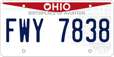 OH license plate FWY7838
