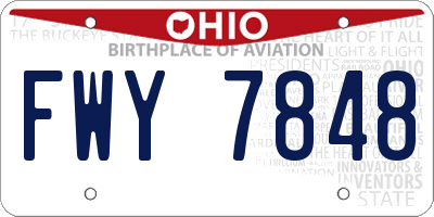 OH license plate FWY7848