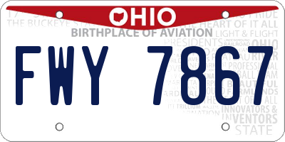 OH license plate FWY7867