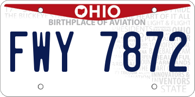 OH license plate FWY7872