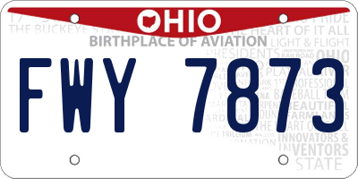 OH license plate FWY7873