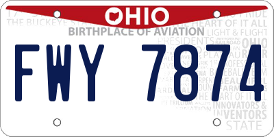 OH license plate FWY7874