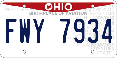 OH license plate FWY7934