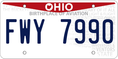 OH license plate FWY7990