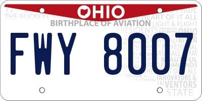 OH license plate FWY8007