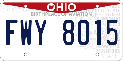 OH license plate FWY8015