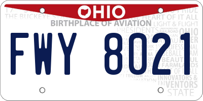 OH license plate FWY8021