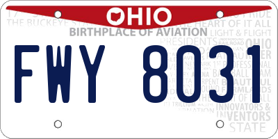 OH license plate FWY8031