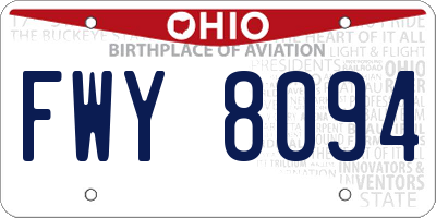 OH license plate FWY8094