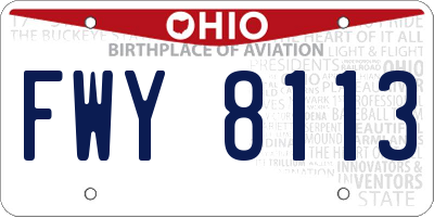 OH license plate FWY8113