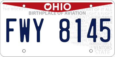OH license plate FWY8145