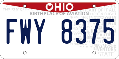OH license plate FWY8375