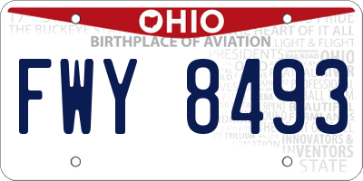 OH license plate FWY8493