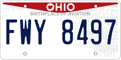 OH license plate FWY8497