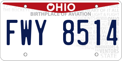 OH license plate FWY8514