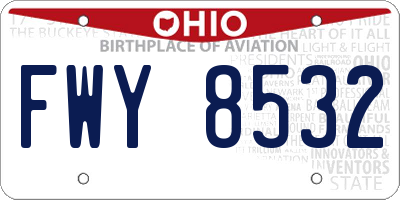 OH license plate FWY8532