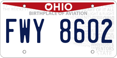 OH license plate FWY8602