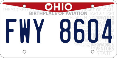 OH license plate FWY8604