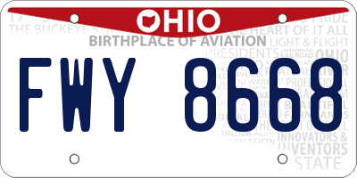 OH license plate FWY8668