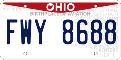 OH license plate FWY8688