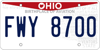 OH license plate FWY8700