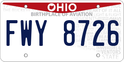 OH license plate FWY8726