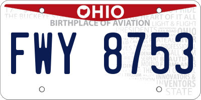 OH license plate FWY8753
