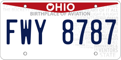 OH license plate FWY8787