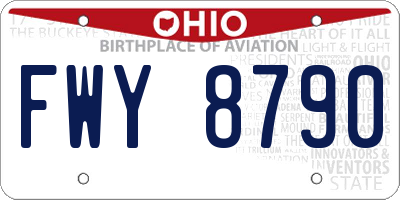 OH license plate FWY8790