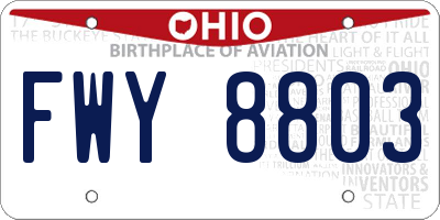 OH license plate FWY8803