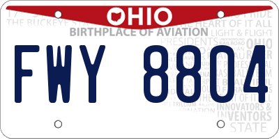 OH license plate FWY8804