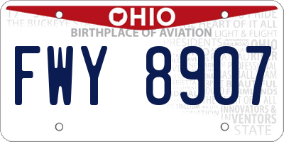 OH license plate FWY8907