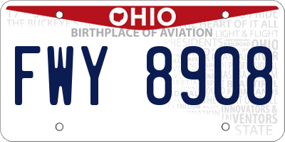 OH license plate FWY8908