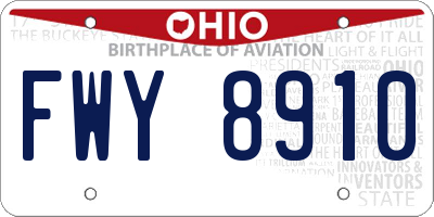 OH license plate FWY8910