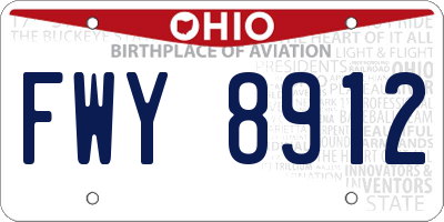 OH license plate FWY8912
