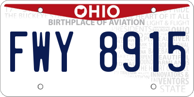 OH license plate FWY8915