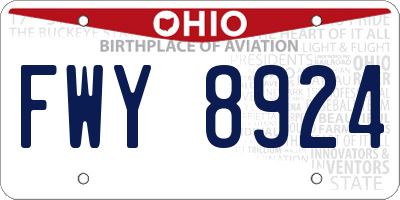 OH license plate FWY8924