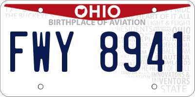 OH license plate FWY8941