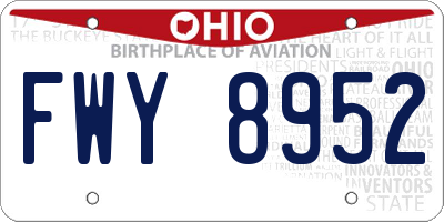 OH license plate FWY8952