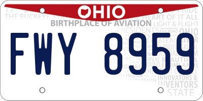 OH license plate FWY8959